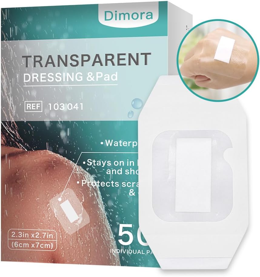 Transparent Film Dressing 4'' x 4.75'', 50 Packs, Waterproof Wound Cover  Bandage, Post Surgical Shower or Tattoo Aftercare Bandage, IV Shield