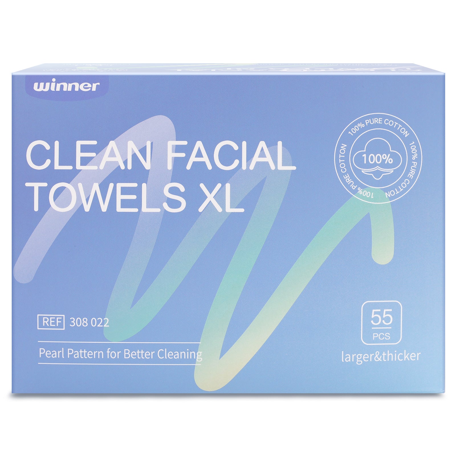 Winner Disposable Face Towels,100% Cotton Clean Towels,Large Make Up  Remover Wipes, 55 Count Biodegradable Face Cloths for Makeup Remover